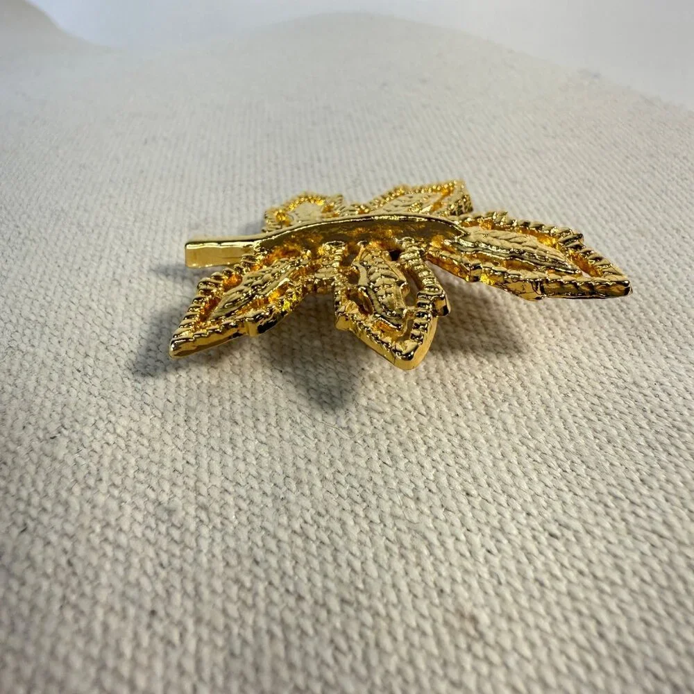 AAI Leaf‎ Brooch Gold-Tone Intricate Detailing Vintage Style MCM
